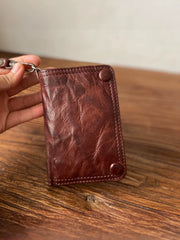 wristlet wallet small​ dark brown Leather Wristlet Wallet for Men wristlet wallet​ leather clutch wallet​ biker chain wallet