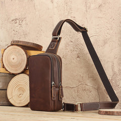 Cool Mens Sling Bag Leather Sling Bag Crossbody Sling Bag Chest Bag for men