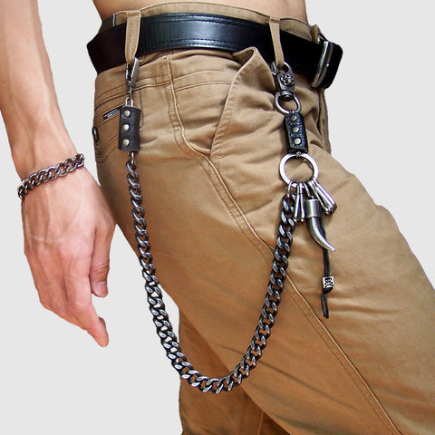 Cool Wallet Chains Men's Bull Horns Biker Wallet Chain Best Chain for Pants