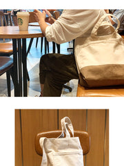 White&Khaki Canvas Handbag