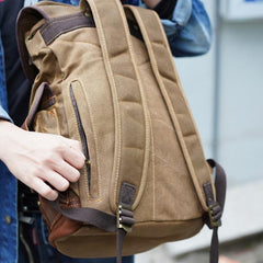 canvas backpack women​ Waxed Canvas Backpack With Laptop Compartment Canvas And Leather Backpack Hiking Backpack for Men 