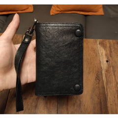 Leather Wristlet Wallet for Men small clutch wallet wristlet wallet small​ dark brown wristlet wallet​ leather clutch wallet​ biker chain wallet