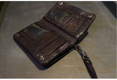 Leather Wristlet Wallet for Men wristlet wallet small​ wristlet wallet​ leather clutch wallet​ dark brown biker chain wallet 