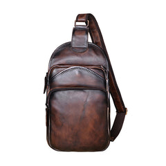 large leather sling bag Leather Chest Bag For Men Cool Leather Sling Bag Mens Sling Crossbody Backpack