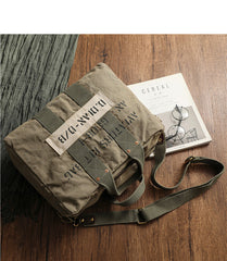 Army Green Canvas Mens Pilot Bag Canvas WWII Bag Canvas Army Weekender Bag Travel Bag for Men