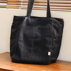 Women Blue Denim Shopper Tote Bag Denim Large Tote Shoulder Bag Handbag for Men