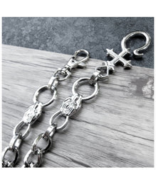 biker chain​ Silver Long Wallet Chain Mens Cross Pants Chain Cool Biker Wallet Chain For Men