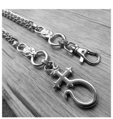 chains for pants​ Silver Long Wallet Chain Mens Cross Pants Chain Cool Biker Wallet Chain For Men