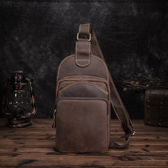 sling leather bag Leather Chest Bag For Men Cool Leather Sling Bag Mens Sling Crossbody Backpack