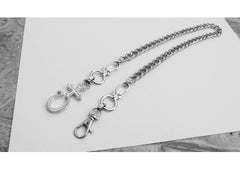 pants chains​ Silver Long Wallet Chain Mens Cross Pants Chain Cool Biker Wallet Chain For Men