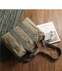 Khaki Canvas Mens Pilot Bag Canvas WWII Bag Canvas Army Weekender Bag Travel Bag for Men