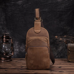 sling leather bag Leather Chest Bag For Men Cool Leather Sling Bag Mens Sling Crossbody Backpack