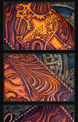 hand tooled leather wallet​ Tooled Leather Wallet Christian Wallet for Men Biker Wallet God Wallet Handmade Wallet Cool Wallet