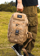 Khaki Tactical Canvas Large Sling Bag For Men