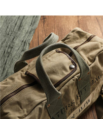 Khaki Canvas Mens Pilot Bag Canvas WWII Bag Canvas Army Weekender Bag Travel Bag for Men