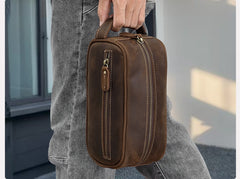 Mens Ditty Bags Leather Leather Toiletry Bag for Men Leather Dopp Kits for Men 