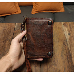 wristlet clutch wallet Leather Wristlet Wallet for Men wristlet wallet small​ dark brown wristlet wallet​ leather clutch wallet​ biker chain wallet