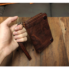 men's clutch wallet​ Leather Wristlet Wallet for Men wristlet wallet small​ dark brown wristlet wallet​ leather clutch wallet​ biker chain wallet