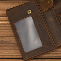 Vertical Leather Trifold Wallets for Men A Lot of Cards High Quality Trifold Leather Wallet With Buckle ID Window 