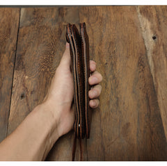 Leather Wristlet Wallet for Men wristlet wallet small​ dark brown wristlet wallet​ leather clutch wallet​ men's clutch wallet​ biker chain wallet