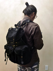 Black Mens Canvas EDC Backpack 