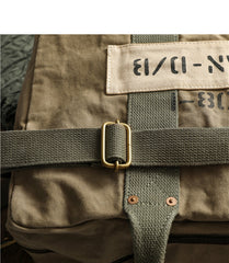 Khaki Canvas Mens Pilot Bag Canvas WWII Bag Canvas Army Weekender Bag Travel Bag for Men