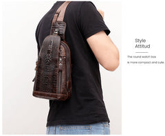 mens sling travel bag​ Cool Leather Sling Bag Mens One Shoulder Backpacks Sling Crossbody Backpack For Men