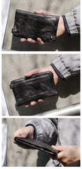 Mens Bifold Leather Wallet With Pen Holder Cool Leather Wallet With Phone Pocket