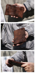 Mens Bifold Leather Wallet With Pen Holder Cool Leather Wallet With Phone Pocket