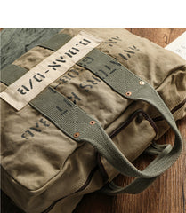 Canvas Army Green Vertical Weekender Bag