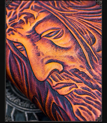 Tooled Leather Wallet Christian Wallet for Men Biker Wallet God Wallet Cool Wallet Handmade Wallet 