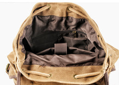 best waxed canvas backpack​ Waxed Canvas Backpack With Laptop Compartment Canvas And Leather Backpack Hiking Backpack for Men 