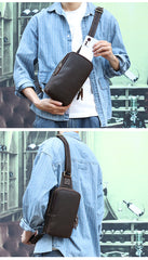 Cool Mens Sling Bag Leather Sling Bag Crossbody Sling Bag Chest Bag for men