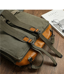 Army Green Canvas Mens Backpack Canvas Army Backpack Canvas Travel Backpack for Men