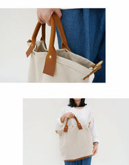 White Gray Canvas Tote Bag