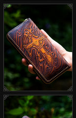 Tooled Leather Wallet Christian Wallet for Men Cool Wallet Biker Wallet God Wallet Handmade Wallet 