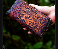 custom hand tooled leather wallets​ Tooled Leather Wallet Christian Wallet for Men Biker Wallet God Wallet Handmade Wallet Cool Wallet