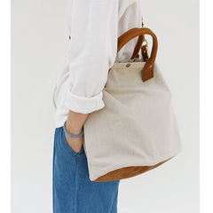 White Gray Canvas Tote Bag