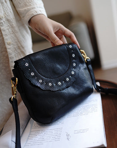 Silver Studs Cross Body Bag Strap Black Leather Studded Bag Strap