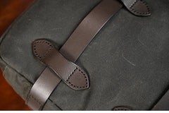 Mens Army Green Canvas Small iPad Handbag Khaki Canvas Mini Briefcase Handbags for Men