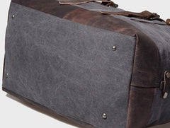 canvas duffle bag with leather trim​ Gray Waxed Canvas Weekender Bag Waxed Canvas Duffle Bag Large Canvas Leather Duffle Bag 