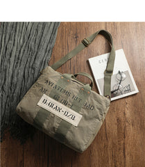 Canvas Army Green Vertical Weekender Bag