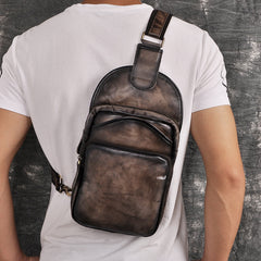 leather camera sling bag​ Leather Chest Bag For Men Cool Leather Sling Bag Mens Sling Crossbody Backpack