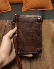 Leather Wristlet Wallet for Men Wristlet Wallet Small Dark Brown Wristlet Wallet Leather Clutch Wallet