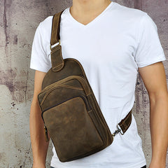 crossbody leather sling bag Leather Chest Bag For Men Cool Leather Sling Bag Mens Sling Crossbody Backpack