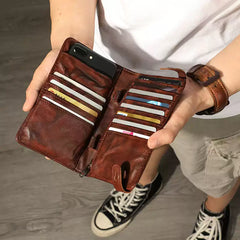 Mens Bifold Leather Wallet With Pen Holder Cool Leather Wallet With Phone Pocket