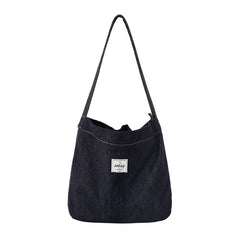 Women Blue Denim Shoulder Tote Bag Denim Medium Size Tote Crossbody Bag for Men