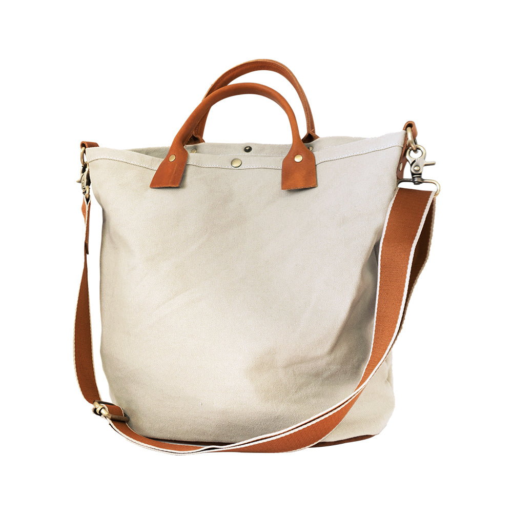 White Gray Canvas Tote Bag