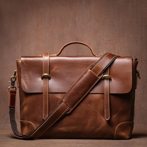 Brown Leather Briefcase Workbag for Men Leather Briefcases Men Mens Leather Briefcases Shouler Laotop Bag