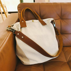 White Gray Canvas Tote Bag